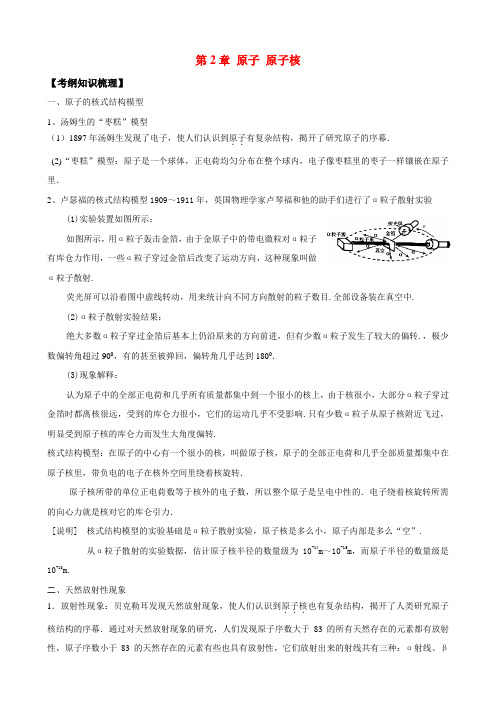 版高中物理一轮复习 第2章 原子 原子核精品学案 新人教版选修3-5