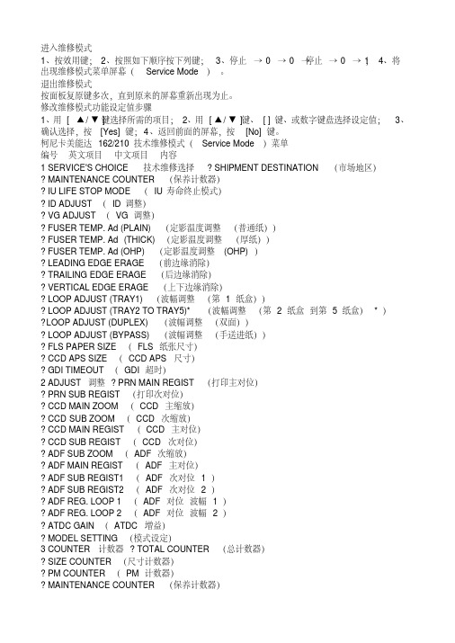 新版柯美系列维修模式大全-新版.pdf