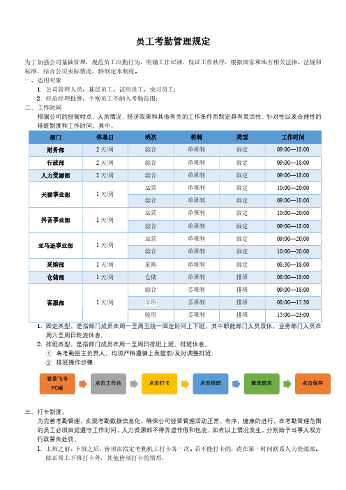 员工考勤管理规定