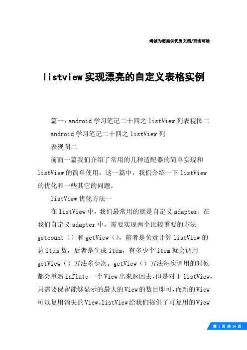 listview实现漂亮的自定义表格实例