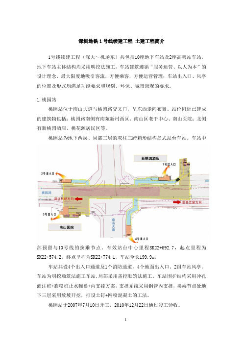 深圳地铁1号线续建工程 土建工程简介