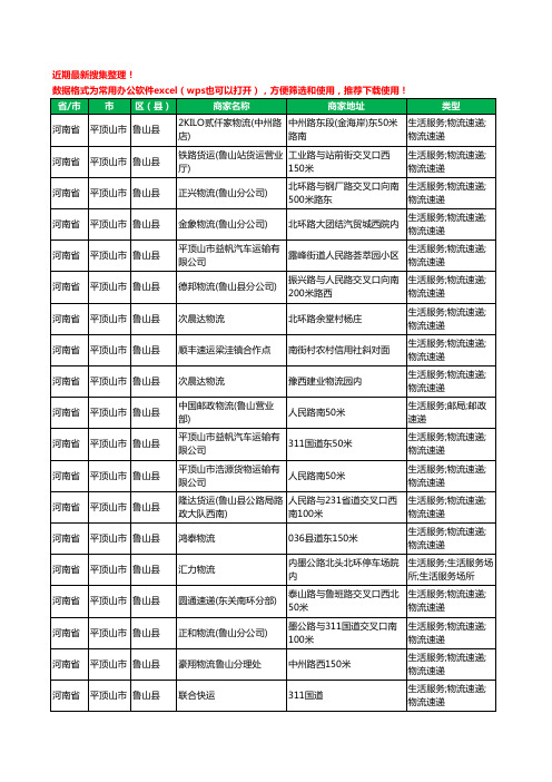 2020新版河南省平顶山市鲁山县货运工商企业公司商家名录名单黄页联系方式电话大全52家