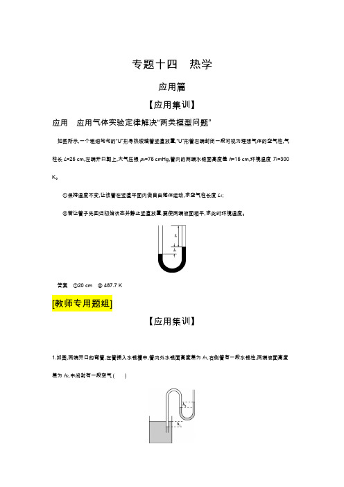 2022版高中物理选考(山东专用)总复习集训-四热学-—应用集训-含解析