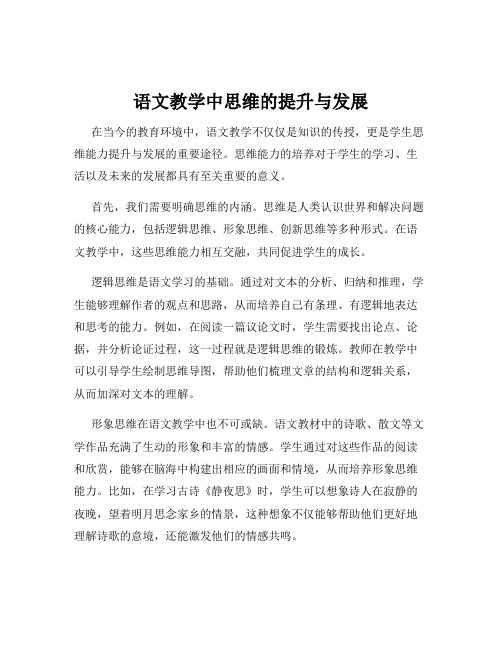 语文教学中思维的提升与发展