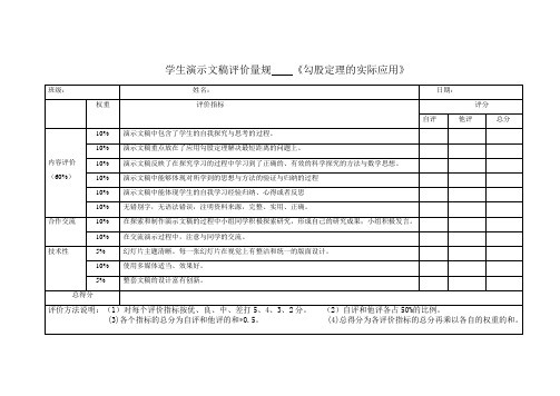 学生演示文稿评价量规