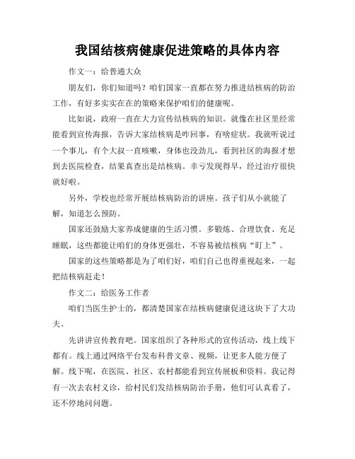 我国结核病健康促进策略的具体内容