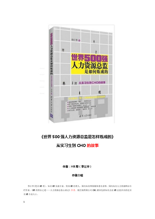 《世界500强人力资源总监是怎样炼成的》