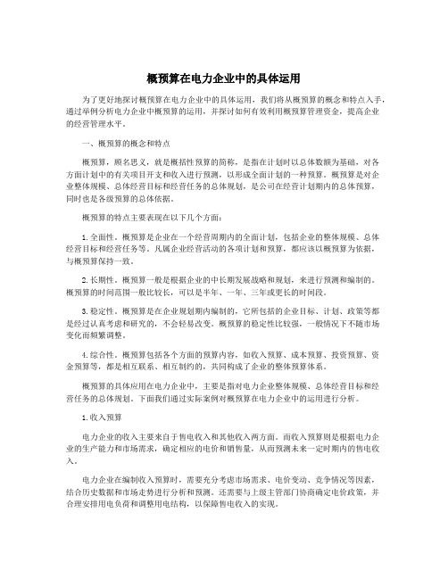 概预算在电力企业中的具体运用