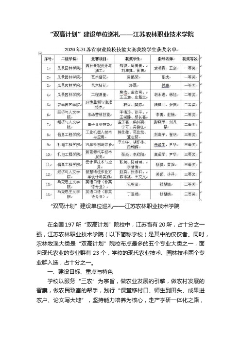 “双高计划”建设单位巡礼——江苏农林职业技术学院