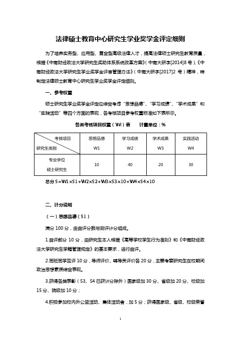 法律硕士教育中心研究生学业奖学金评定细则