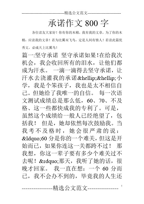 承诺作文800字