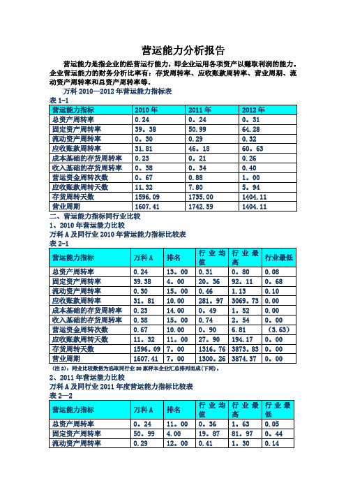 万科营运能力分析