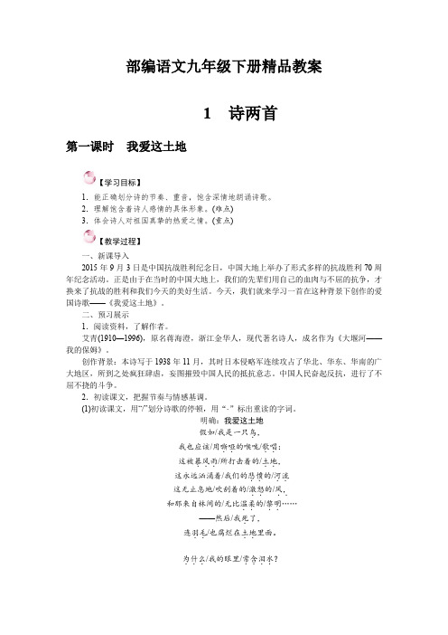 部编语文九年级下册精品教案+教学反思