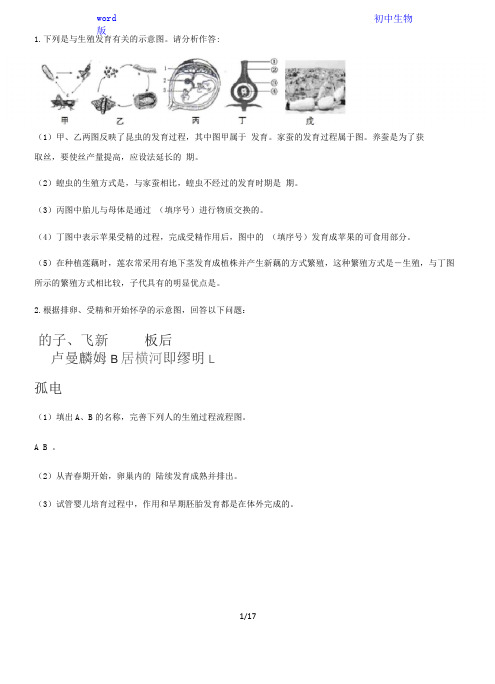 人教版初中生物八年级下册识图理解专题训练