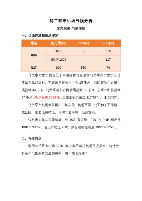 乌兰察布机场气候分析