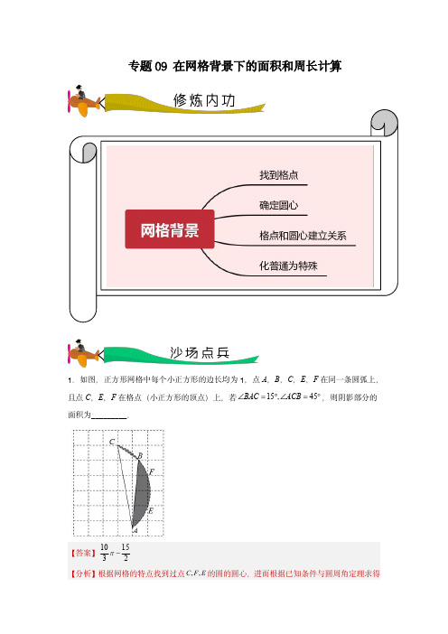 2024年中考数学拉分压轴专题重难点突破专题09 在网格背景下的面积和周长计算(教师版)