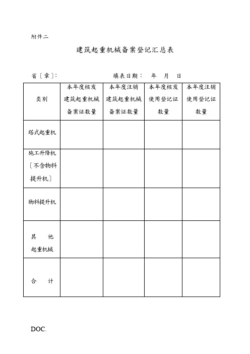 建筑起重机械备案登记表