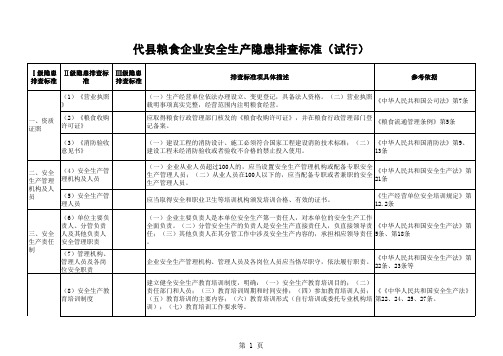 粮食企业安全生产隐患排查标准2017