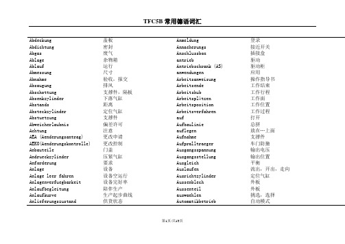 大众汽车公司常用德语词汇