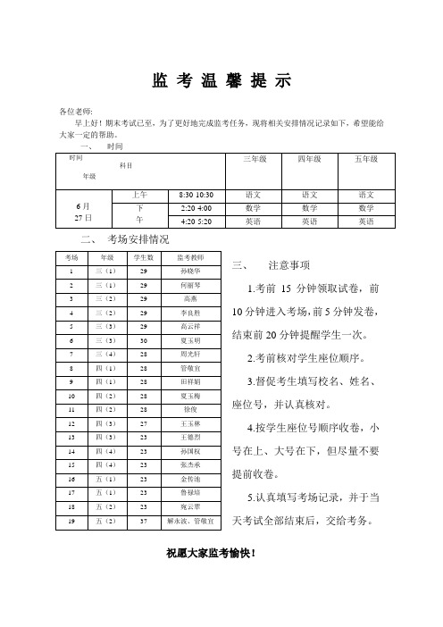 监 考 温 馨 提 示1