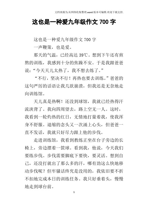 这也是一种爱九年级作文700字