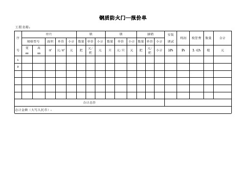 防火卷帘门报价单