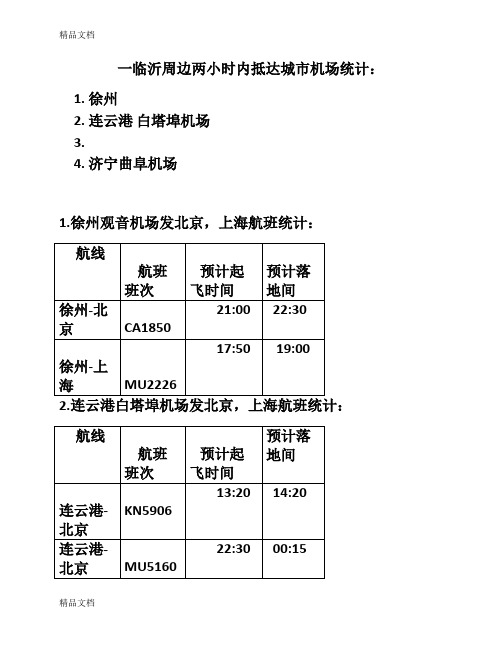 (整理)临沂周边城市机场统计.