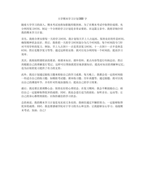 大学期末学习计划300字