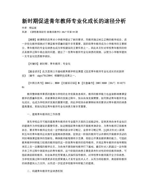 新时期促进青年教师专业化成长的途径分析