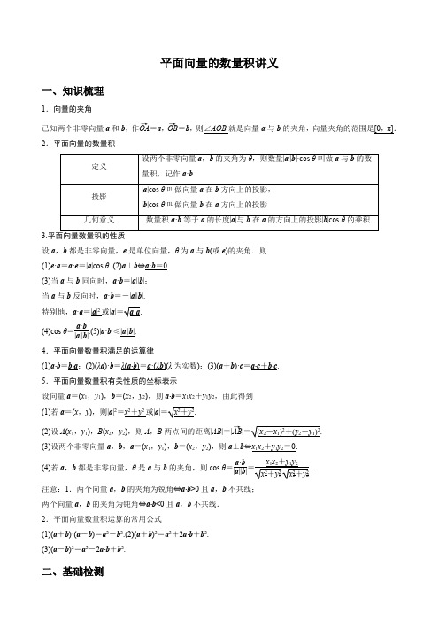 平面向量的数量积讲义