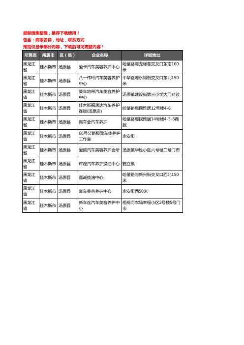 新版黑龙江省佳木斯市汤原县汽车保养企业公司商家户名录单联系方式地址大全11家