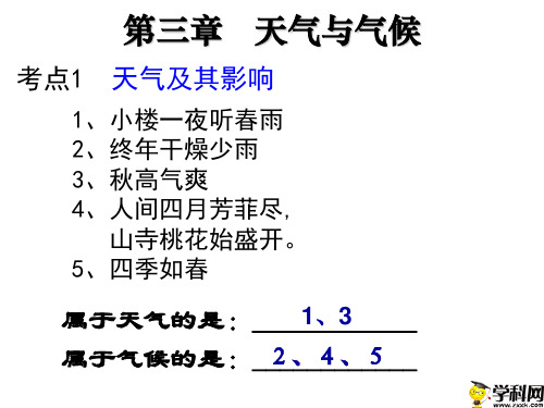 陕西省石泉县后柳中学中考地理复习课件：13第三章天气与气候(共19张PPT)