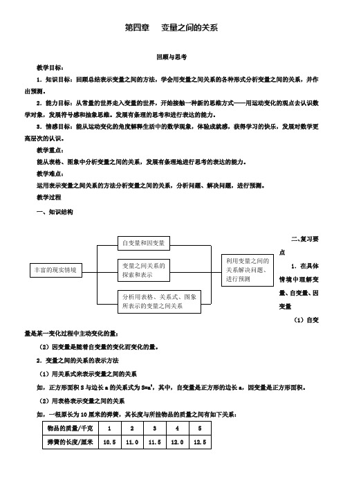 【北师大版】七年级下册数学第3章《变量之间的关系》单元复习教案