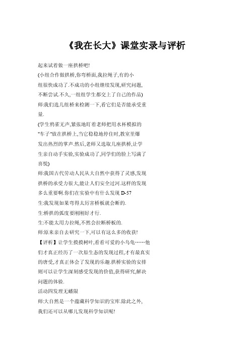 《我在长大》课堂实录与评析