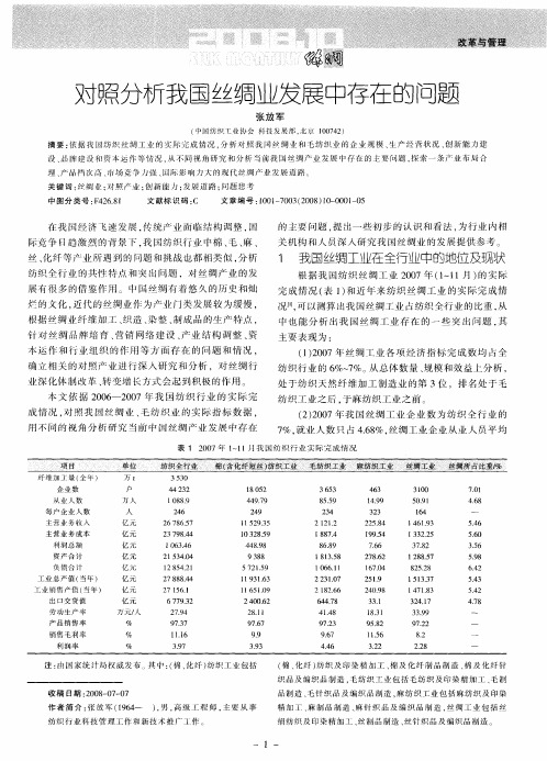 对照分析我国丝绸业发展中存在的问题