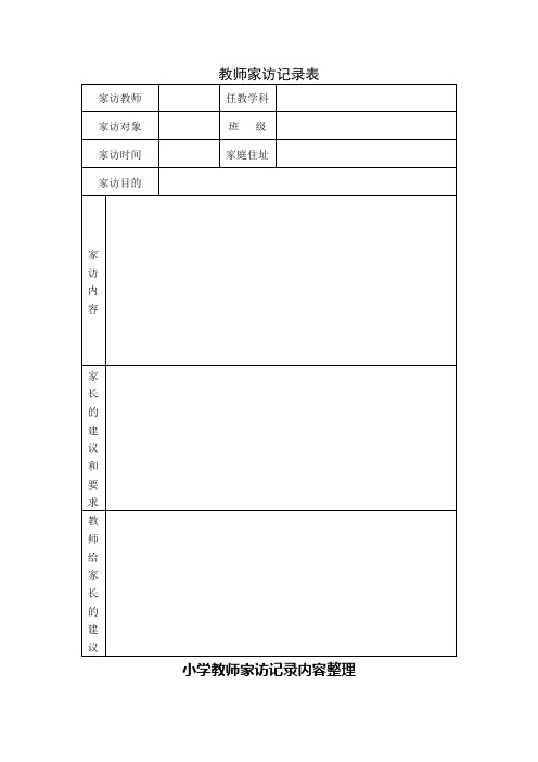 家访表及家访记录内容整理