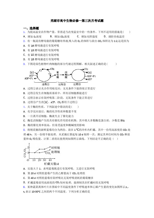 芜湖市高中生物必修一第三次月考试题