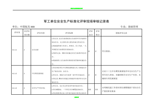 现场审核记录表(管理组)