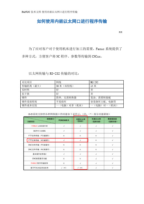 FANUC技术文档-使用内嵌以太网口进行程序传输