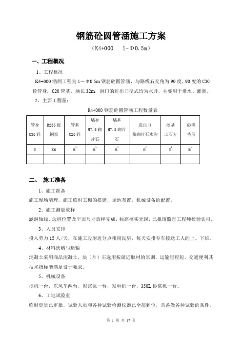 钢筋混凝土圆管涵及钢筋混凝土盖板涵施工方案