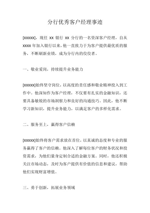 分行优秀客户经理事迹