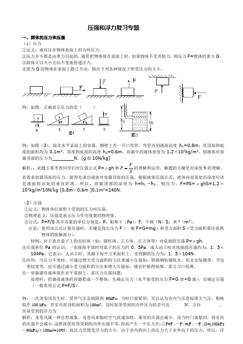 压强和浮力复习教案