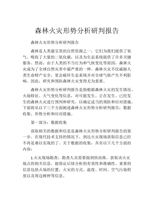 森林火灾形势分析研判报告