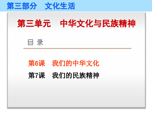 高考政治(艺考生文化课)冲刺点金文化生活第6课我们的中华文化课件新人教版必修