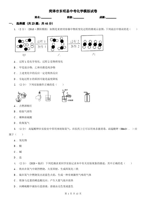 菏泽市东明县中考化学模拟试卷