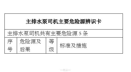 主排水泵危险源辨识卡