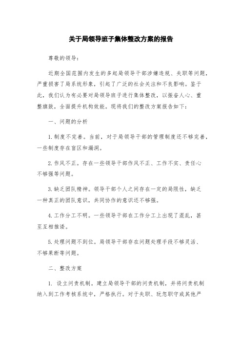 关于局领导班子集体整改方案的报告