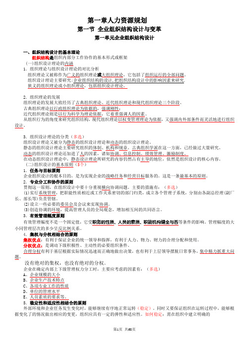 【二级】月人力资源管理师考试重点(熟记必过)DOC