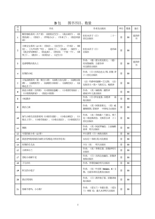 B包 图书书目、数量