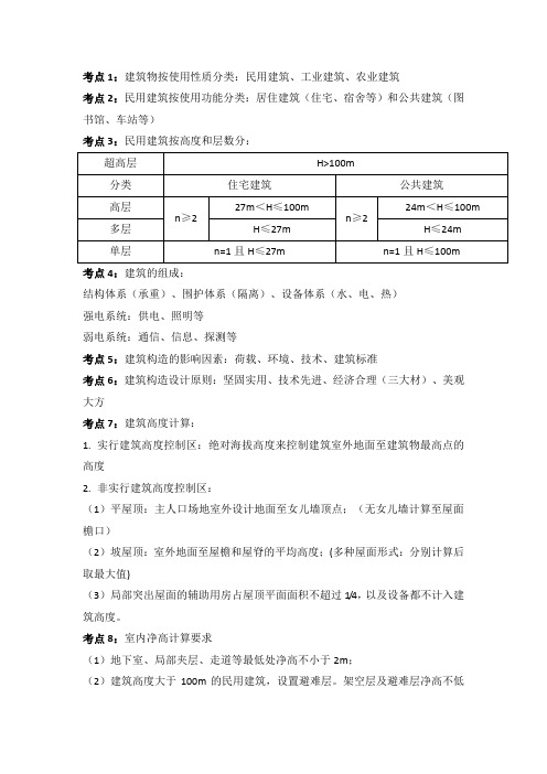 二建建筑工程管理与实务-建筑构造要求、建筑结构技术要求考点